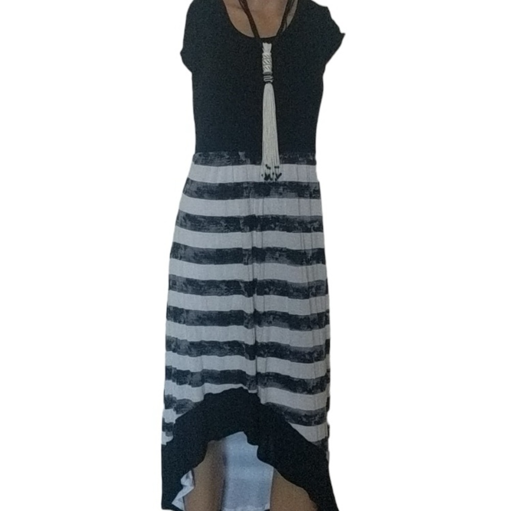 KENSIE High Low Black and White Stripe Dress Size M